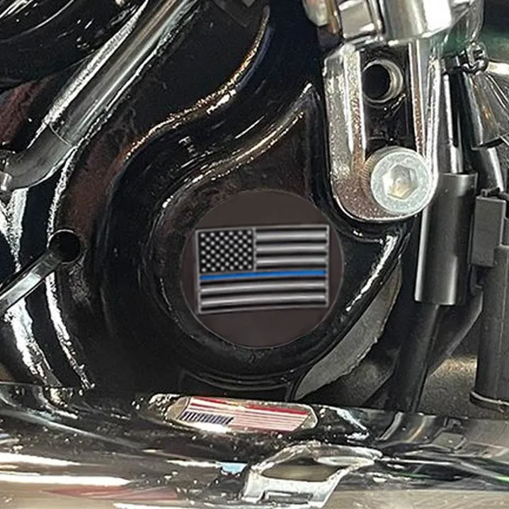 Swing Arm Cover/Plug For Harley-Davidson Touring Models - Thin Blue Line Flag