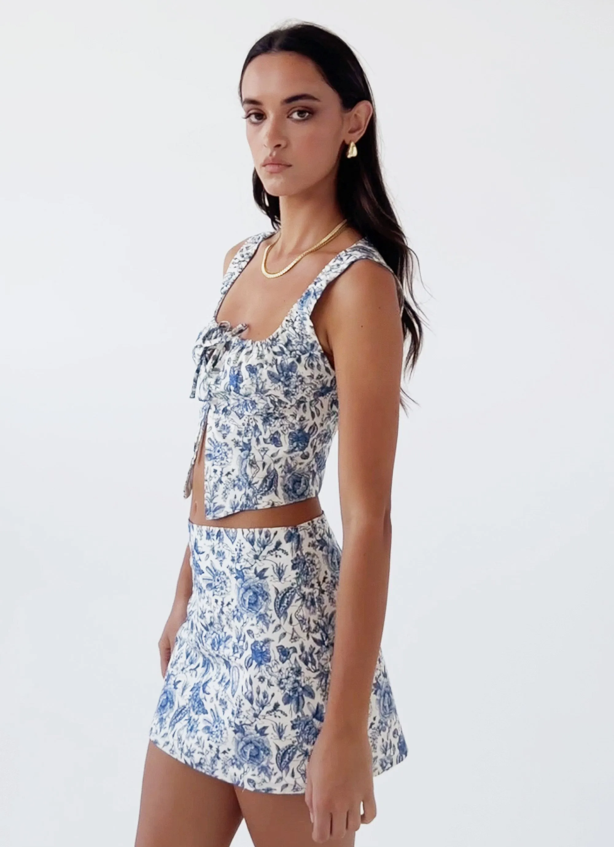 Take Me Away Corset Top - Blue Paisley