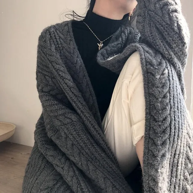 Thick Needle Twist Cardigan