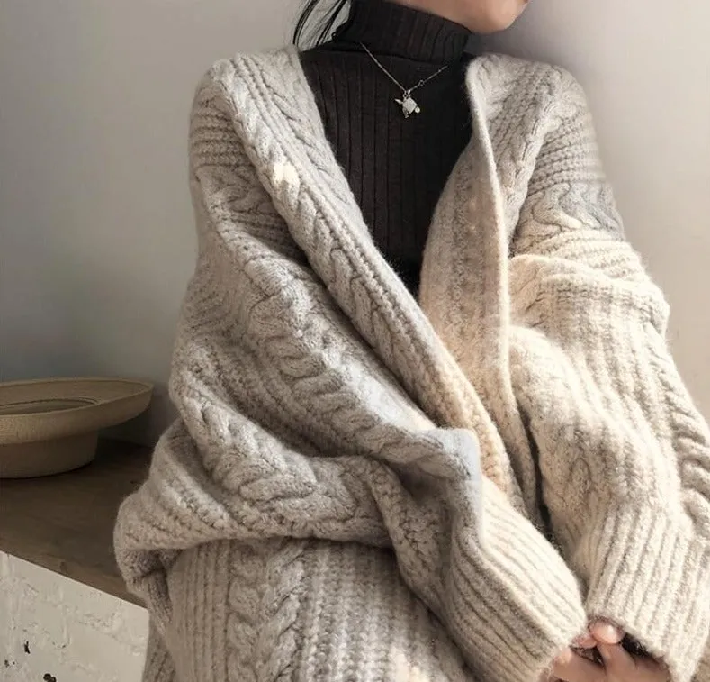 Thick Needle Twist Cardigan