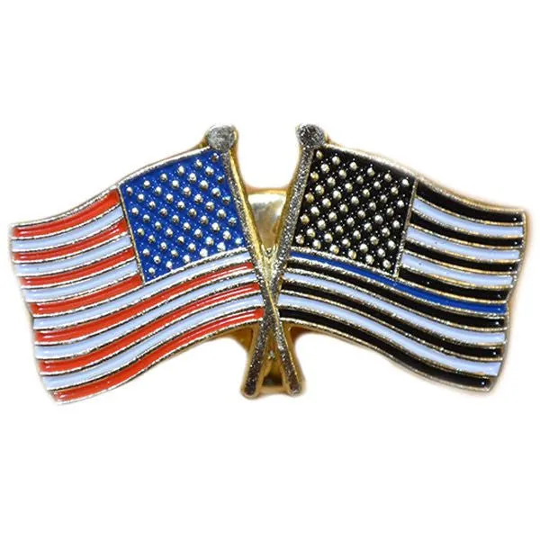 Thin Blue Line American Flag and American Flag Pin