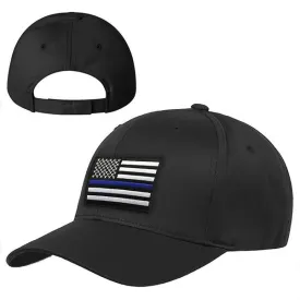 Thin Blue Line American Flag Hat, Black, Adjustable