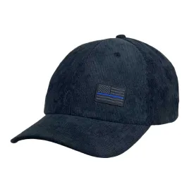 Thin Blue Line Embroidered Cap, Charcoal Corduroy