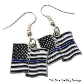 Thin Blue Line Flag Earrings