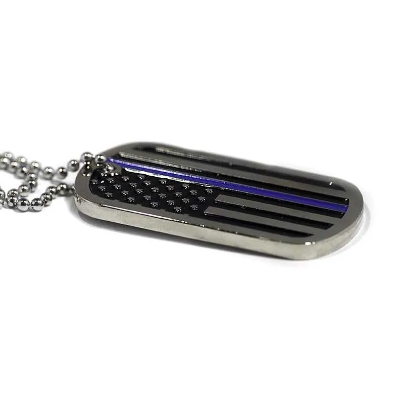 Thin Blue Line Flag - Officer's Prayer - Dog Tag