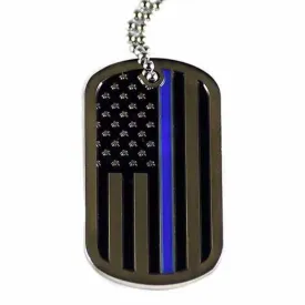 Thin Blue Line Flag - Officer's Prayer - Dog Tag