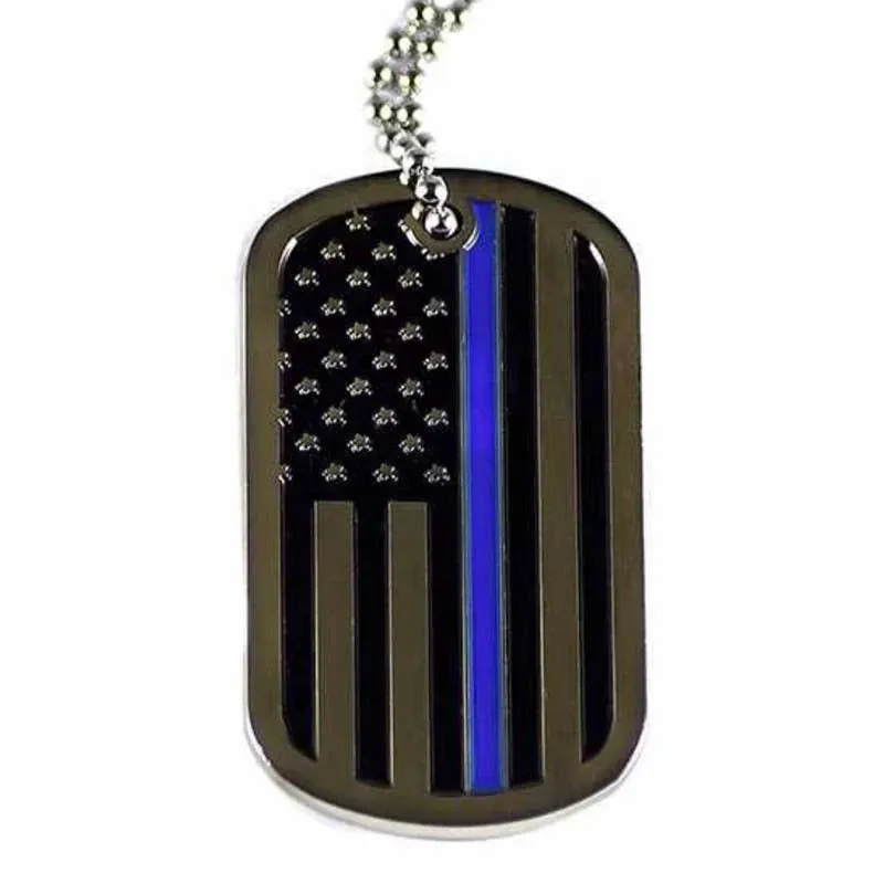 Thin Blue Line Flag - Officer's Prayer - Dog Tag