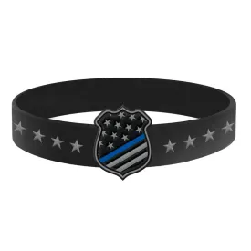 Thin Blue Line Shield Silicone Bracelet