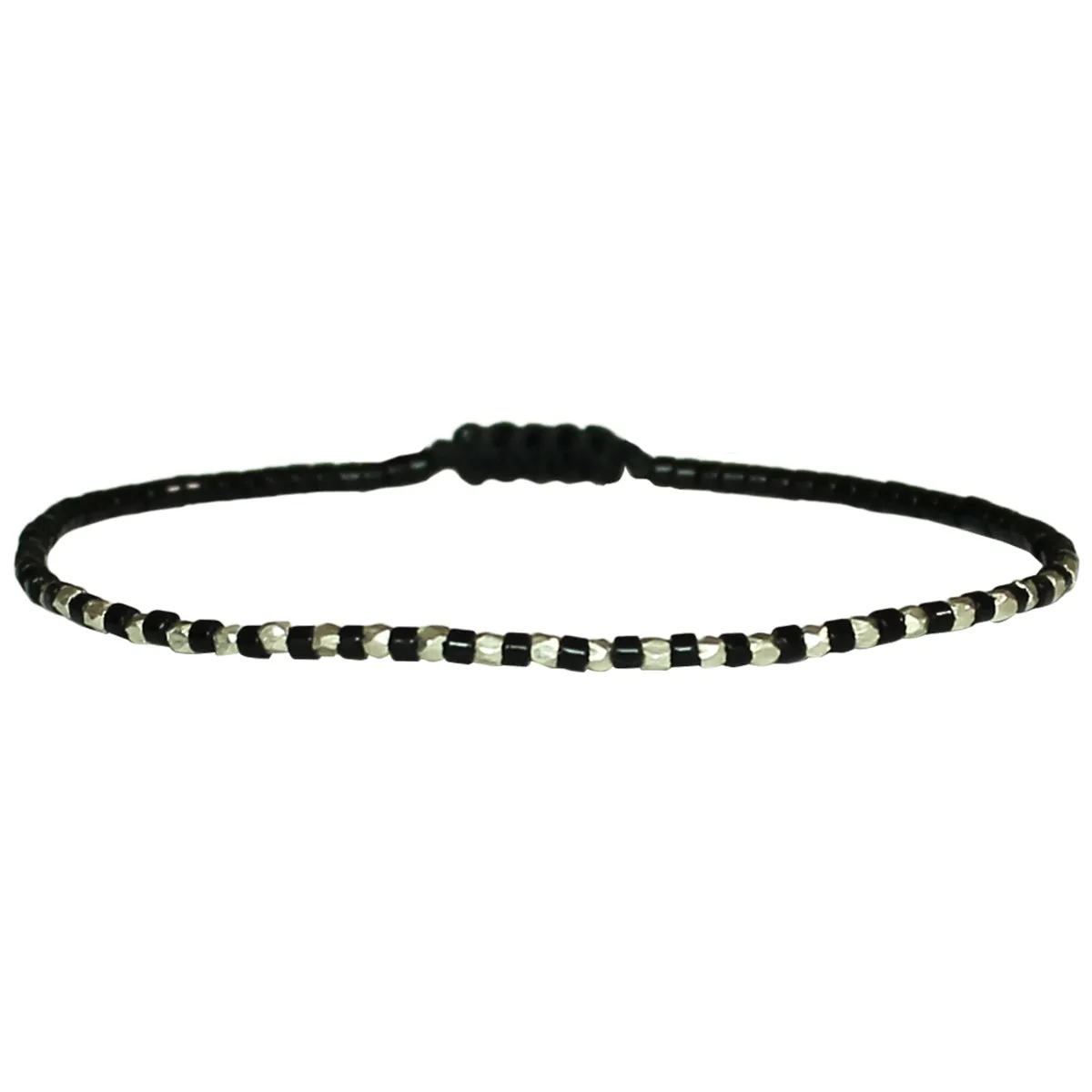 THIN BRACELET IN BLACK & SILVER