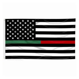 Thin Green / Red Line American Flag