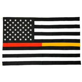 Thin Red and Gold Line Dual Flag with Grommets, 3 x 5