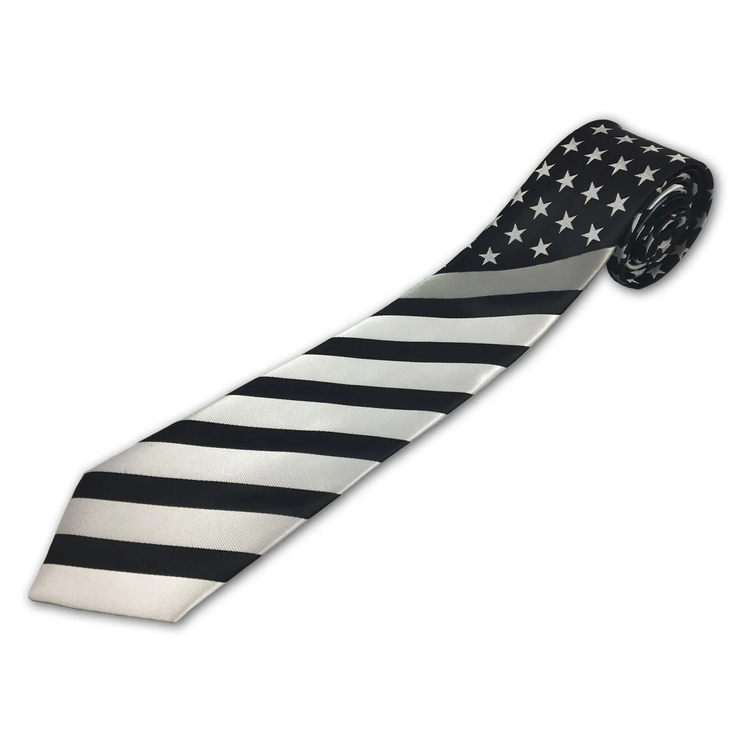 Thin Silver Line American Flag Tie