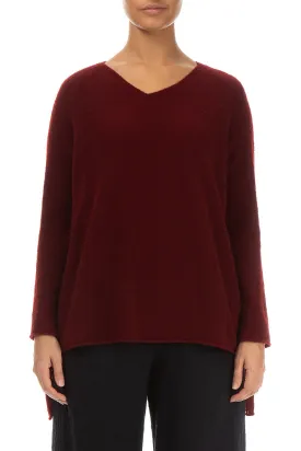 V-Neck Maroon Wool Sweater