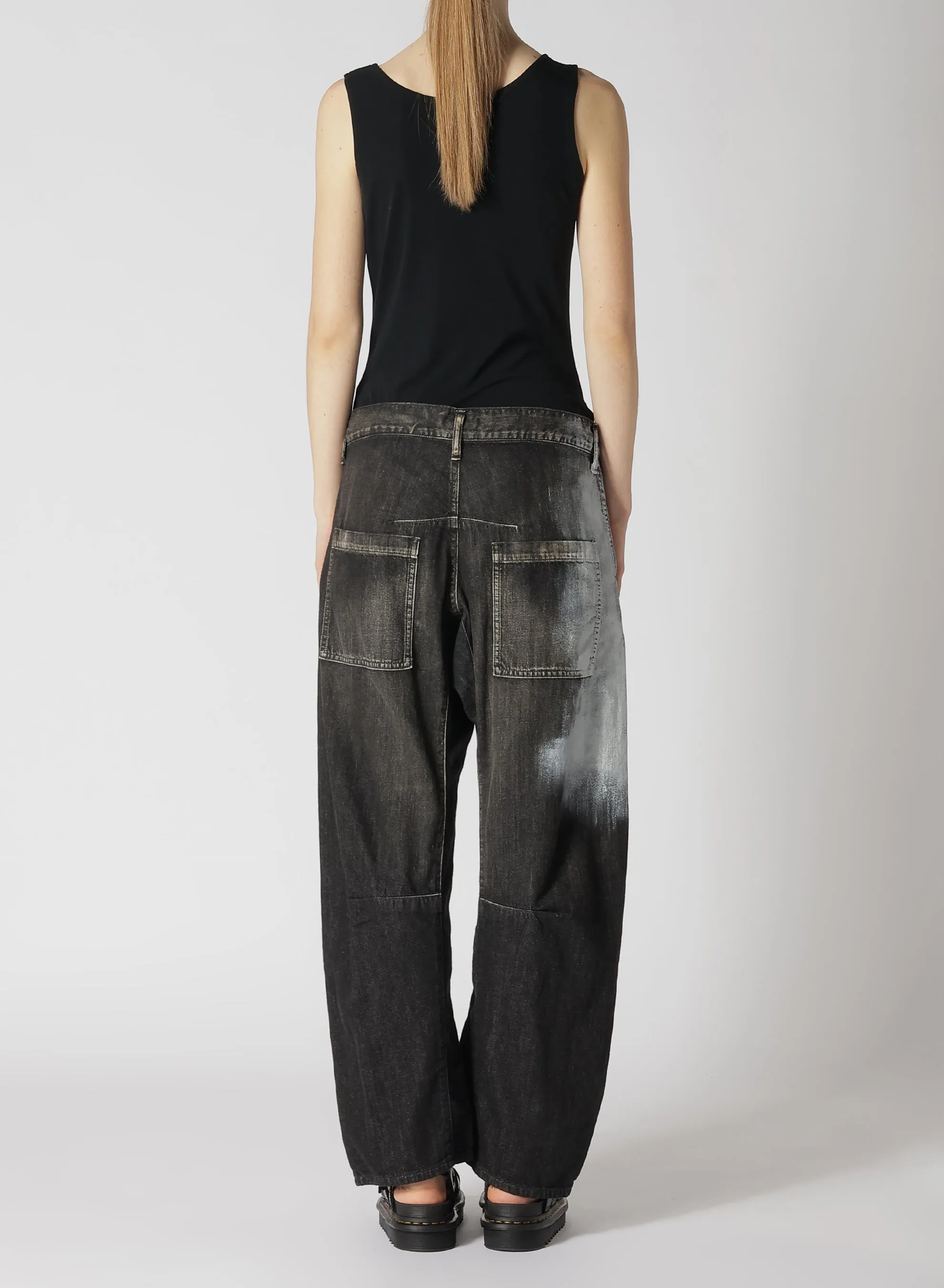 WIDE LEG GUSSETED DENIM PANTS