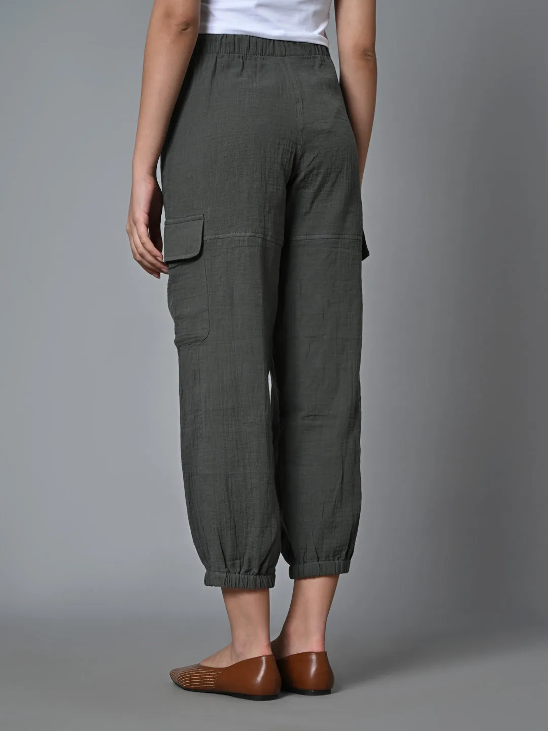 Women's Grey Cotton Jogger Pant