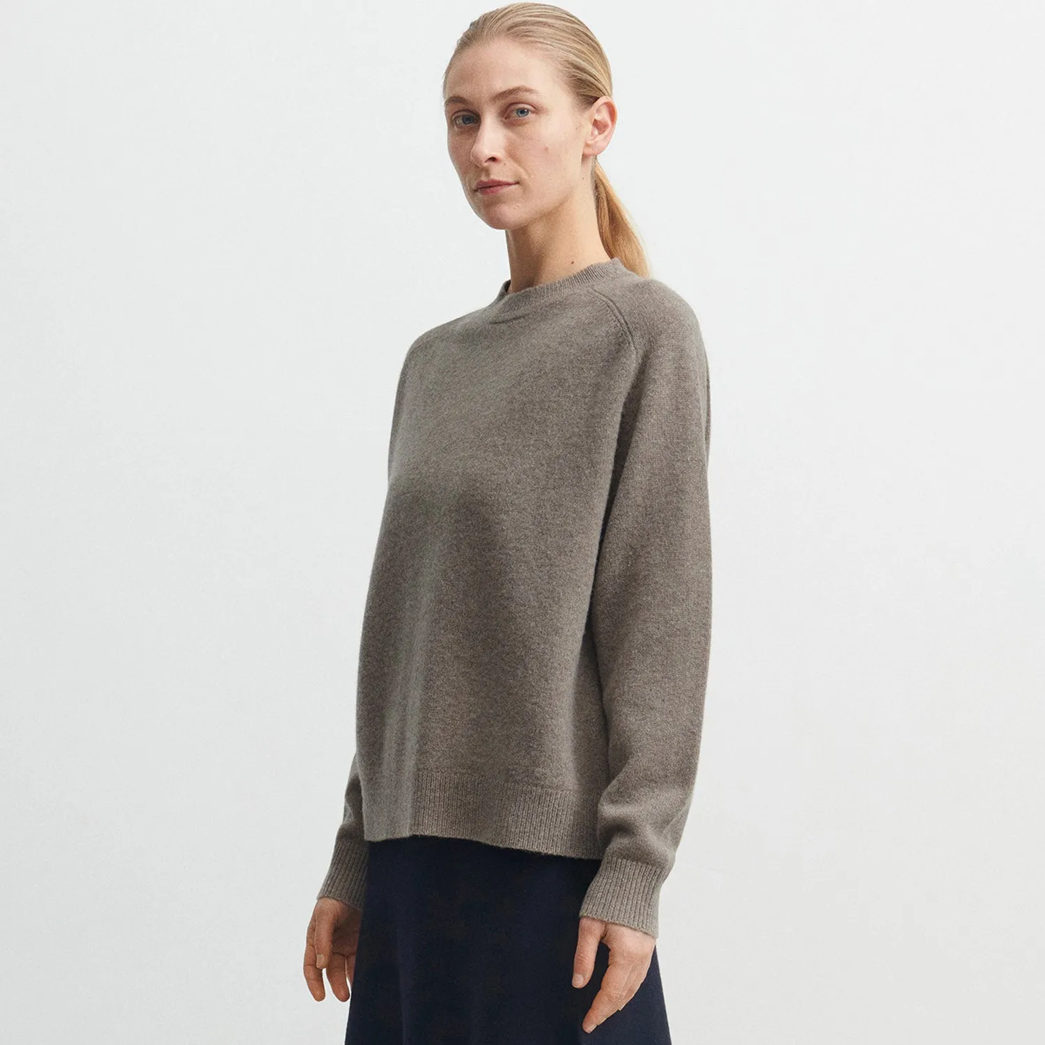 Womens Lambswool Crewneck Sweater - Hazel Melange