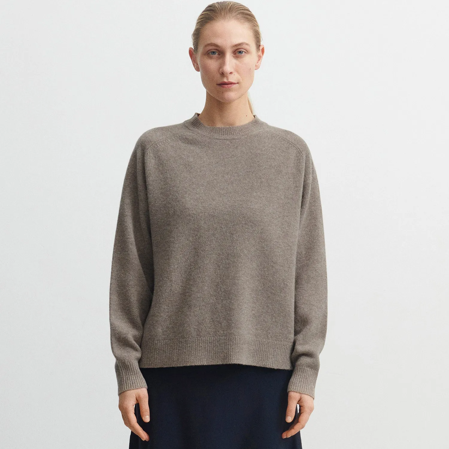 Womens Lambswool Crewneck Sweater - Hazel Melange