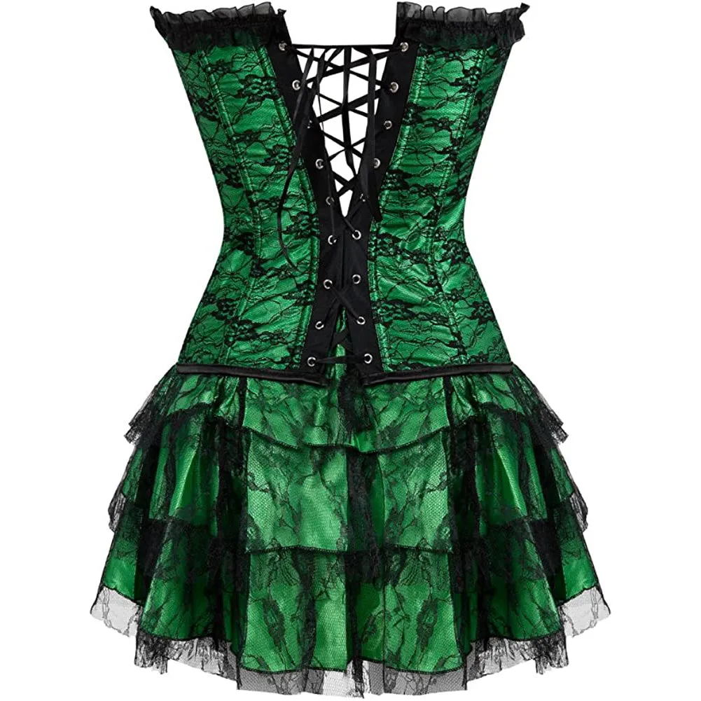 Women's Overbust Corset with Layered Tutu Dress Set Gothic Costumes