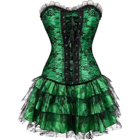 Women's Overbust Corset with Layered Tutu Dress Set Gothic Costumes